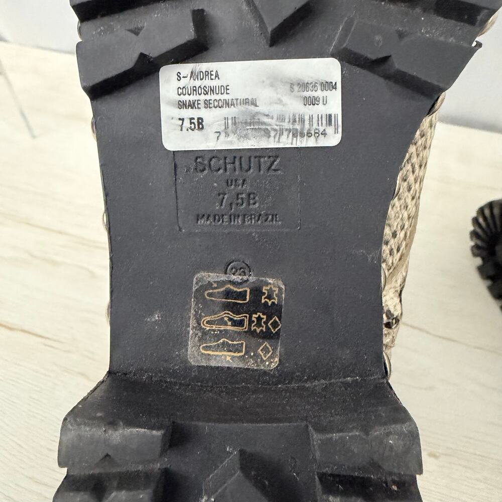 Schutz Andrea Boots Womens Size 7.5 B Snake Print Studded Side Zip Lace Up - Picture 13 of 13